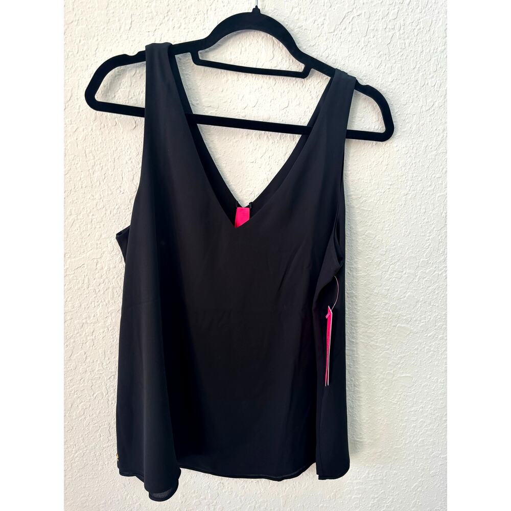 Lilly Pulitzer $88 Florin Lileeze Top Shirt Large Black Blouse Reversable